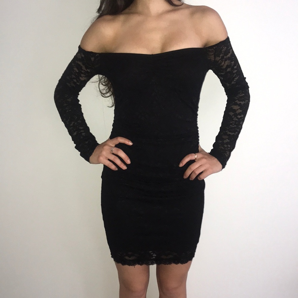 Black Lace off the shoulder Dress